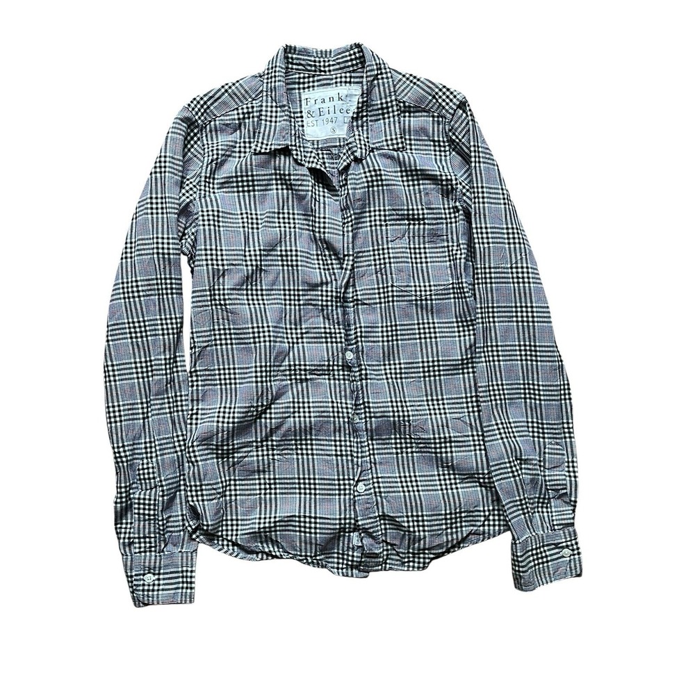 Frank & Eileen Womans Barry Shirt Cotton Black White Plaid Button Up, Size Small